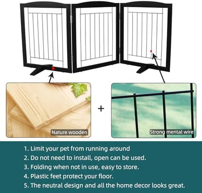 ZJSF Freestanding Dog Fence Indoor, Foldable Dog Gate - Image 6