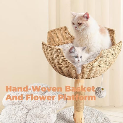 Easyego Modern Cat Tree, 39.9" Aesthetic Wood Cat Tree Tower - Image 4