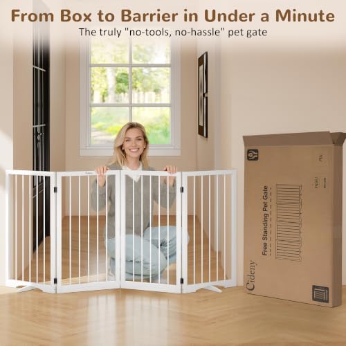 32" Extra Tall Free Standing Dog Gate Indoor, Foldable Pet Gate - Image 5