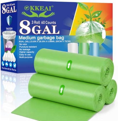 OKKEAI Blue Trash Bags 8 Gallon, Medium Garbage Bags by SmallTrashBags