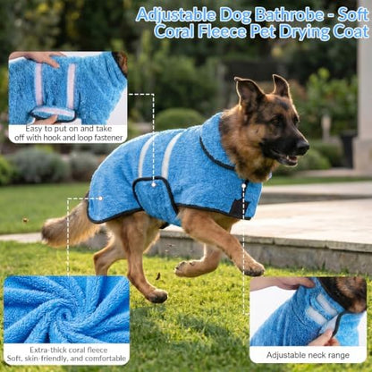 Dog Bathrobe, Super Absorbent for Small to Large Dogs, Light Blue M - Image 4