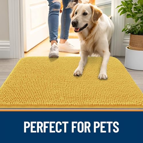 OLANLY Dog Door Mat for Muddy Paws 54x32, Super Absorbent Chenille Mud Mat - Image 6