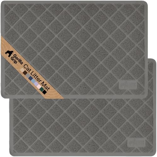 GORILLA GRIP Cat Litter Box Mat, Coiled Mesh Trapping Mats, 35x23 Gray by GorillaGrip