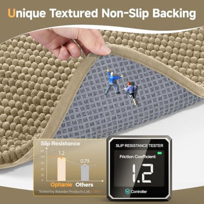 Ophanie Beige Bathroom Runner Rugs 60x20, Soft Chenille Bath Mat, Non Slip - Image 4