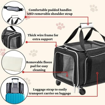 RUFF LIFE 101 Airline Approved Expandable Premium Pet Carrier on Wheels- Two - Image 2