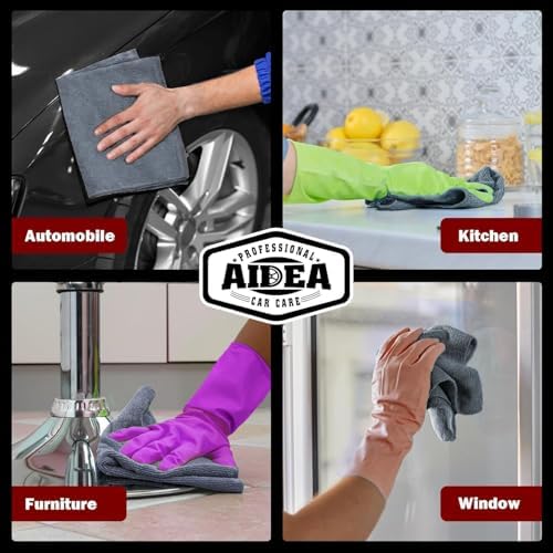 AIDEA Microfiber Cleaning Cloth Grey 20PK, Microfiber Towels 12"×12" - Image 5