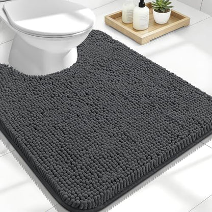 OLANLY Toilet Rugs U-Shaped 24x20, Soft Absorbent Chenille Contour Rugs by OLANLY
