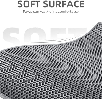 ESTHELLO Cat Litter Mat Honeycomb Double Layer Design 36’’ x 30’’ Gray - Image 3