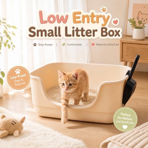 Bokon 2 Pack Small Cat Low Entry Litter Box, Kitty Litter Pan - Image 5