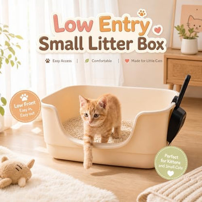 Bokon 2 Pack Small Cat Low Entry Litter Box, Kitty Litter Pan - Image 5