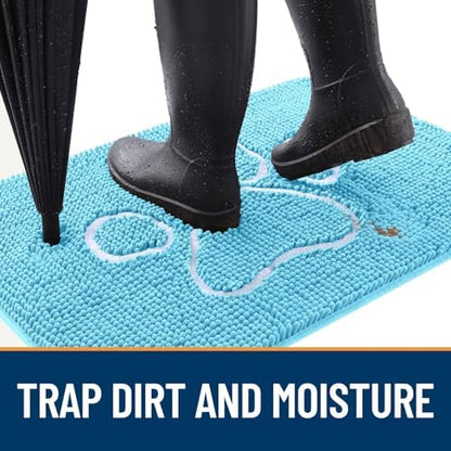 OLANLY Dog Door Mat for Muddy Paws 48x30, Paw Print Design Chenille Mud Mat - Image 2