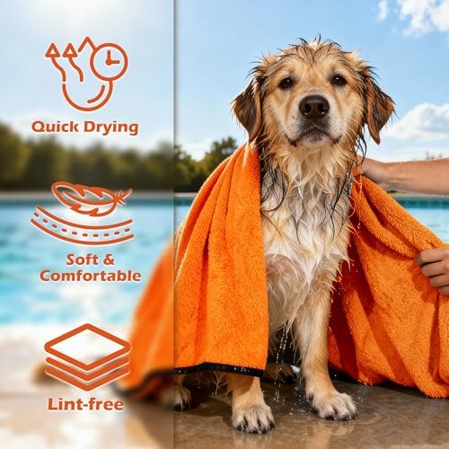 MICOOYO Dog Towels for Drying Dogs 3 Pack, Ultra Absorbent Microfiber Pet Bath - Image 2