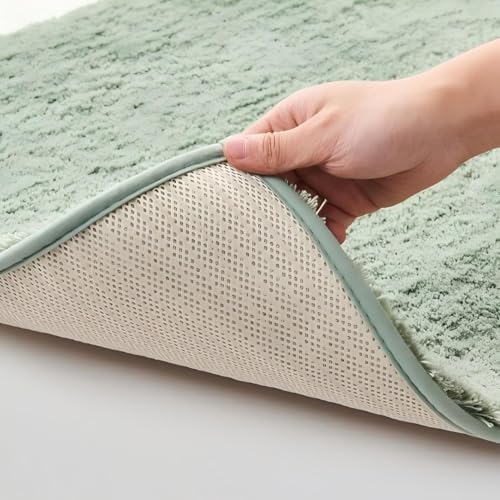 CozeCube Blue Shaggy Bath Mat 36"x24" Non Slip Washable Rug - Image 6