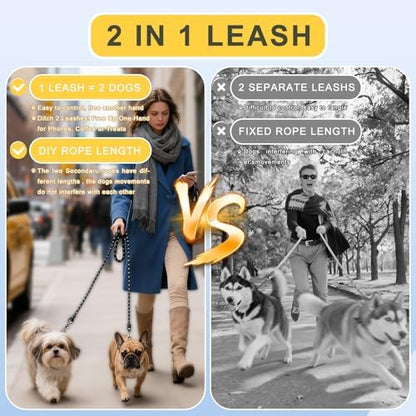 Dual Dog Leash - 360° Swivel No Tangle Walking Leash, Detachable Design - Image 5