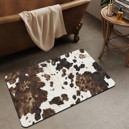 Bath Mat Rug, Animal Cow Skin Texture Non Slip Quick Dry Super Absorbent Thin - Image 3