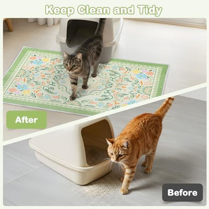 2 Pack Washable Cat Litter Mat 48"x36" Waterproof Trapping Pad - Image 2