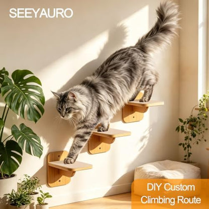 3-in-1 Wall-Mounted Cat Furniture, Solid Wood Cat Tree, Wall-Mounted Perch - Image 3