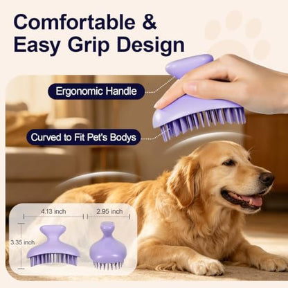 Dog Bath Brush for Grooming & Shedding, Self-Cleaning Pet Scrubber - Image 3