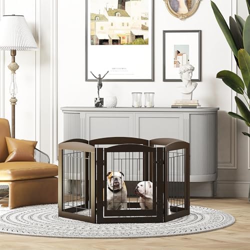 PAWLAND Dog Gate Indoor with Walk Through Door, Foldable Free Standing Pet Gate - Image 2