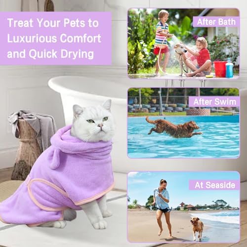 Pet Bathrobe for Dog Cat Absorbently Quick Drying Coat Cute Dogs Bath Towel - Image 4
