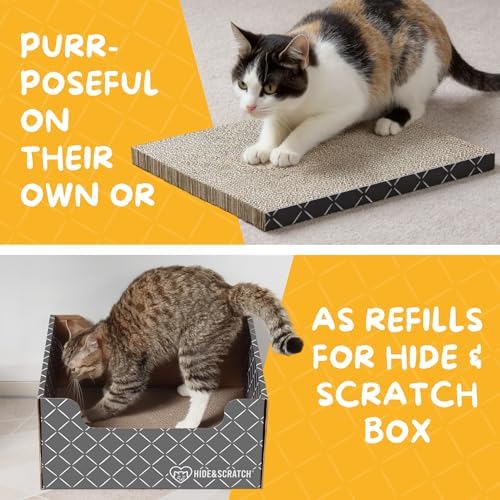 Hide & Scratch Cat Scratcher Refill Pads 4 Pack Double Sided Cardboard - Image 7