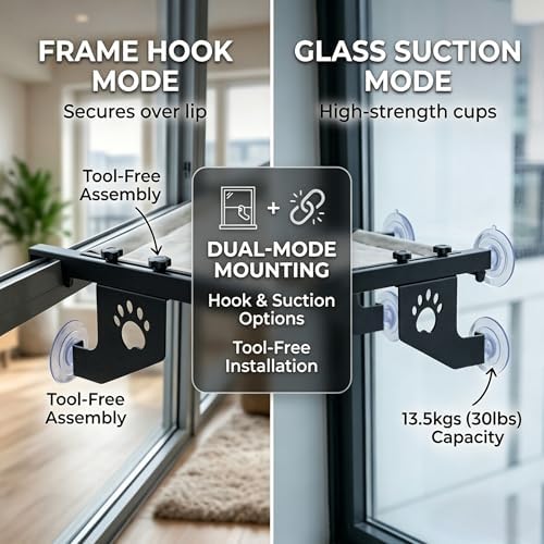NFMOD 2-in-1 Suction & Hook Cat Window Perch Metal Hammock - Image 5