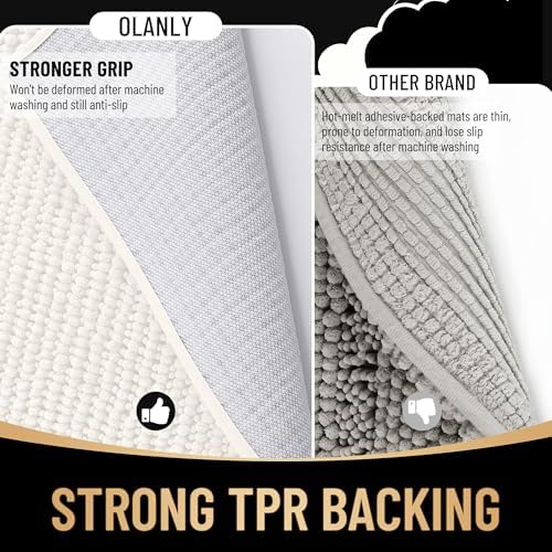 OLANLY Thick Chenille Large Bathroom Rugs 70x46, Absorbent Bath Mat - Image 5