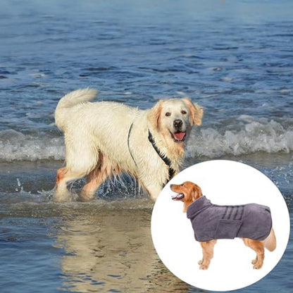 Geyecete Pineapple Grid Fast Drying Super Absorbent Dog Cat Bath Robe Towel - Image 5