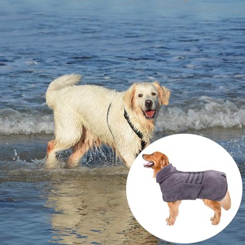 Geyecete Pineapple Grid Fast Drying Super Absorbent Dog Cat Bath Robe Towel - Image 5