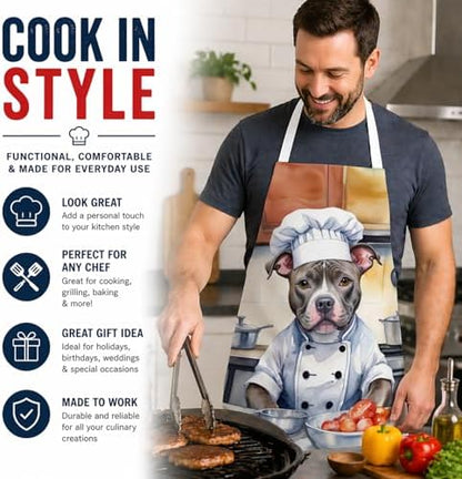 Caroline's Treasures Pit Bull Terrier The Chef Apron Cooking Kitchen Server - Image 2
