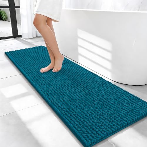 OLANLY Thick Chenille Bathroom Runner Rugs Mats 47x17, Peacock Blue by OLANLY