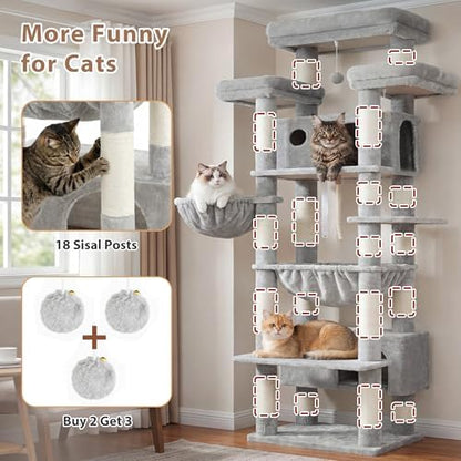 Gitelsnour Cat Tree, Big Condo & Hammock GCT030W - Image 6