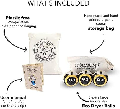 Friendsheep Wool Dryer Balls, Organic Reusable Fabric Softener Alternative - Image 2