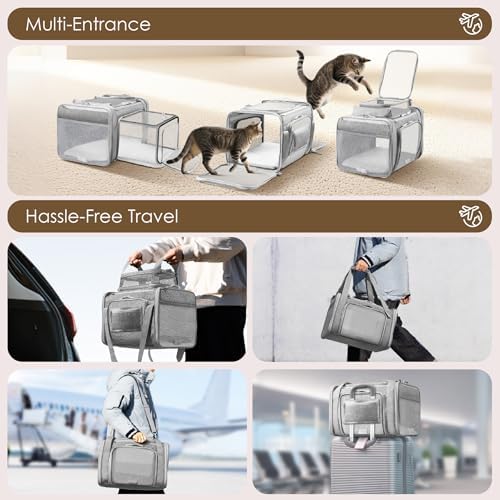 Top and 2 Sides Expandable Pet Carrier 17x11x9.5 TSA Airline Approved - Image 6