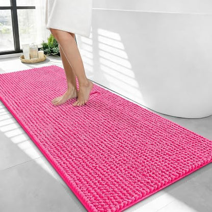 OLANLY Thick Chenille Bathroom Runner Rugs Mats 44x24, Hot Pink by OLANLY