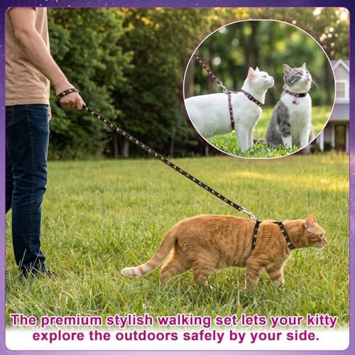 2 Pack Cat Harness and Leash, Escape Proof Adjustable Kitten Harness Multi - Image 6