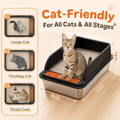 Jotesnew 2 Pack Stainless Steel Cat Litter Boxes - Image 4