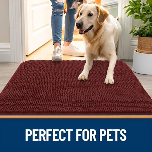 OLANLY Dog Door Mat for Muddy Paws 48x30, Super Absorbent Chenille Mud Mat - Image 6