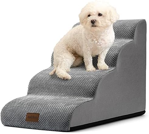 COZY KISS Dog Stairs for Small Dog 19.7" H, 4 Step Pet Ramp for Bed by COZYKISS