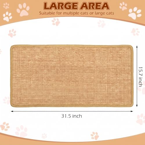 Riakrum 2 Pack Large Cat Scratch Pad Sisal Mat 32 x 16 Inches - Image 2