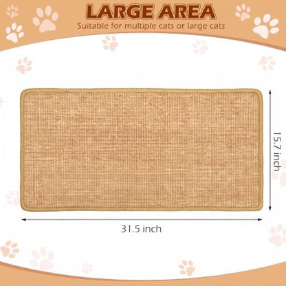 Riakrum 2 Pack Large Cat Scratch Pad Sisal Mat 32 x 16 Inches - Image 2