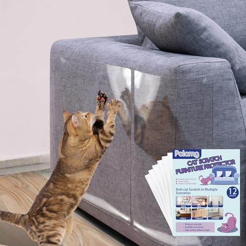 Anti Cat Scratch Furniture Protector 12-Pack Single-Sided, Heavy-Duty by Polamg