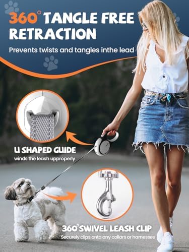 Retractable Dog Leash with LED Flashlight, Douexio Upgrade 3 in 1 Dog Leash - Image 6