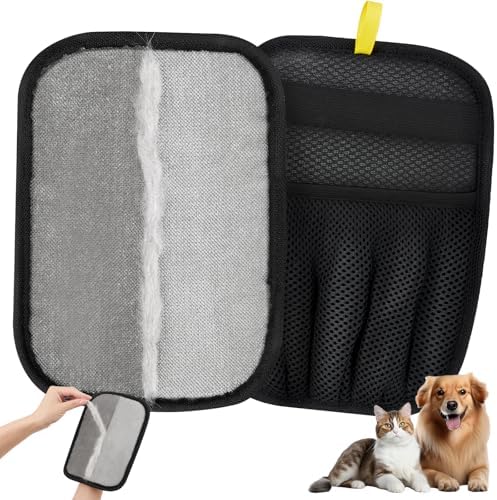 Pet Hair Removal Gloves 2 Pack, Reusable Five-Finger Grooming Brush by SUPVOL