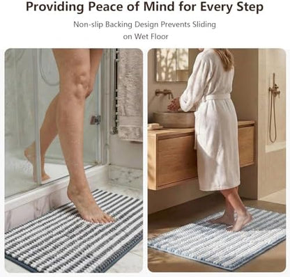 Chenille Bathroom Rug Non Slip Washable, Absorbent Bath Mat - Image 3