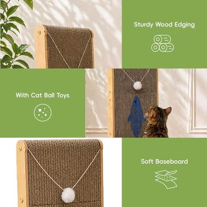 Cat Scratcher, 26.8 Inch L Shape Cat Scratch Pad Wall Mounted - Image 5