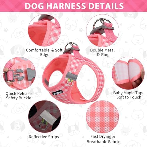 AIITLE Step in Small Dog Harness and Leash Set, Pet Vest, Watermelon S - Image 3