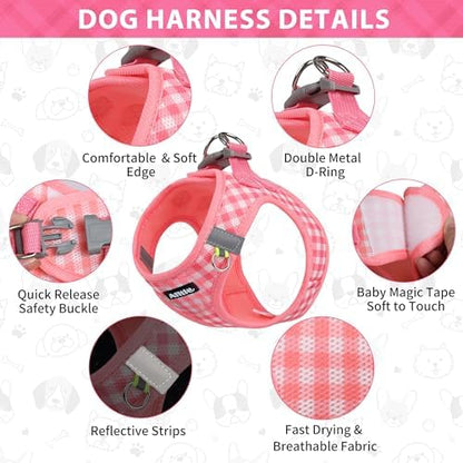 AIITLE Step in Small Dog Harness and Leash Set, Pet Vest, Watermelon S - Image 3