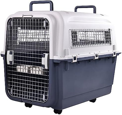 Elevon Plastic Kennels Pet Carrier Rolling Plastic Airline Approved Wire Door by ELEVON