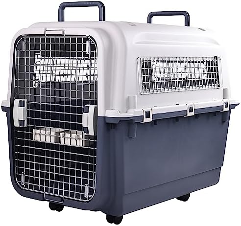 Elevon Plastic Kennels Pet Carrier Rolling Plastic Airline Approved Wire Door by ELEVON